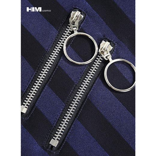 HIM漢崇 秋装时尚青年棒球领短款夹克衫潮流条纹夹克男外套 商品图3