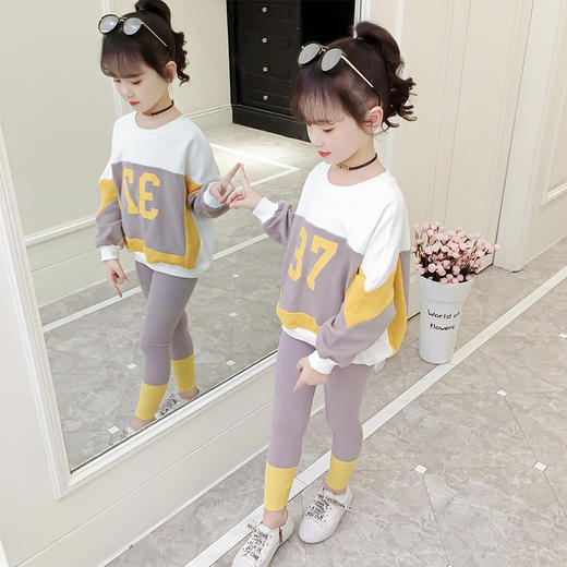 DK-CK19081新款中大童洋气网红休闲儿童运动两件套TZW 商品图2