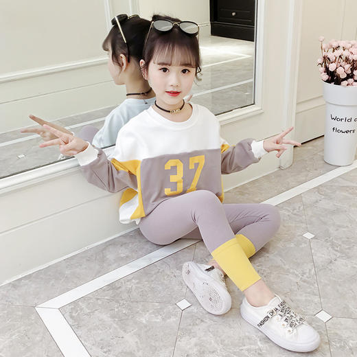 DK-CK19081新款中大童洋气网红休闲儿童运动两件套TZW 商品图3