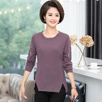 JH 8055 中老年女装绣花女式T恤上衣大码 商品图1