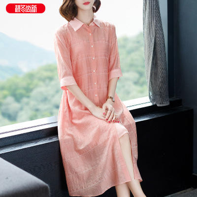 YFR-J0918560-棉麻衬衫连衣裙 商品图2