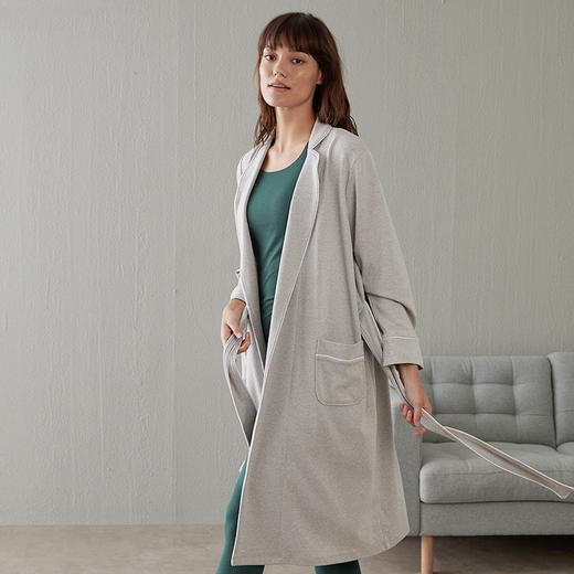 睡袍浴袍女长款纯棉吸水家居服天然亲肤透气长袖吸汗睡衣秋 商品图1