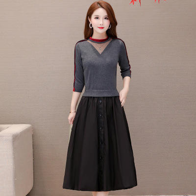 WE 93A05 上半身羊毛拼接中长款连衣裙女 商品图1