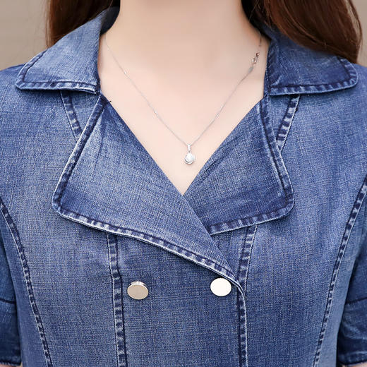 YWE-KED91065新款韩版修身气质高贵短袖网纱牛仔连衣裙TZW 商品图2