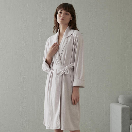 睡袍浴袍女长款纯棉吸水家居服天然亲肤透气长袖吸汗睡衣秋 商品图0