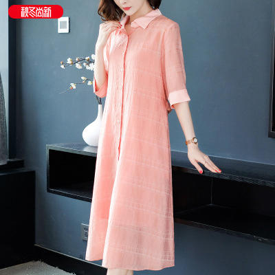 YFR-J0918560-棉麻衬衫连衣裙 商品图3