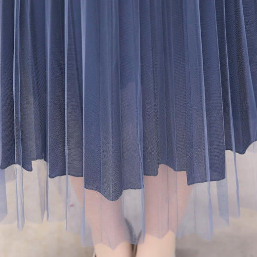 YWE-KED91065新款韩版修身气质高贵短袖网纱牛仔连衣裙TZW 商品图3