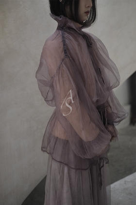 Phaedo  宫廷罩衫棉服 墨紫色/烟粉色