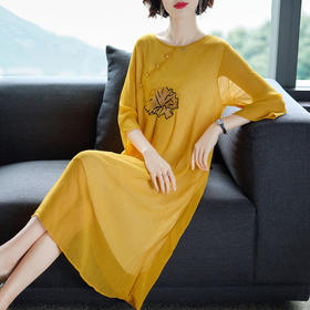 YFR  GDB4033335  中老年韩版雪纺连衣裙