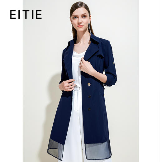 EITIE爱特爱女装秋季时尚气质翻领薄纱拼接简奢风衣外套5904611 商品图0