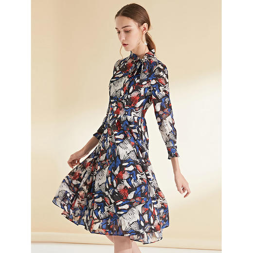 EITIE爱特爱女装初秋季新品七分袖气质高端小香风印花连衣裙6007702 商品图2