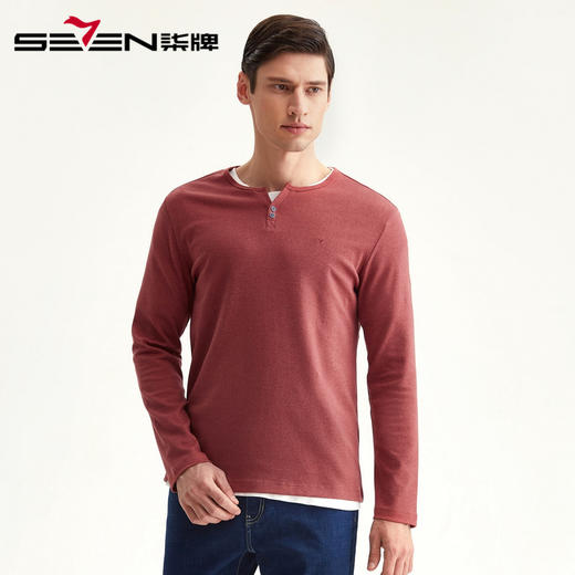 【特价】柒牌男装长袖T恤男秋季新品休闲舒适t恤	117T70010 商品图6