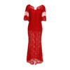 EITIE爱特爱女装新品红蕾丝透视网纱拼接礼服连衣裙长款6077702 商品缩略图4