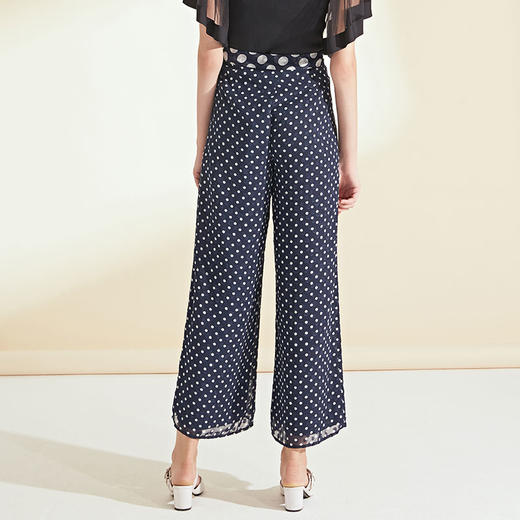 面料问题下架---EITIE爱特爱女装夏季新品波点宽松轻薄阔腿休闲裤长裤女5905626 商品图3