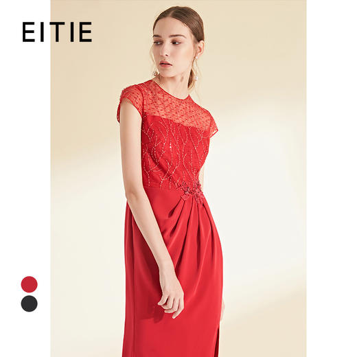 EITIE爱特爱女装夏秋季钉珠显瘦气质名媛晚装宴会礼服连衣裙6077703 商品图0