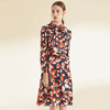 EITIE爱特爱女装初秋季新款长袖系带收腰显瘦时尚印花连衣裙6007705 商品缩略图2