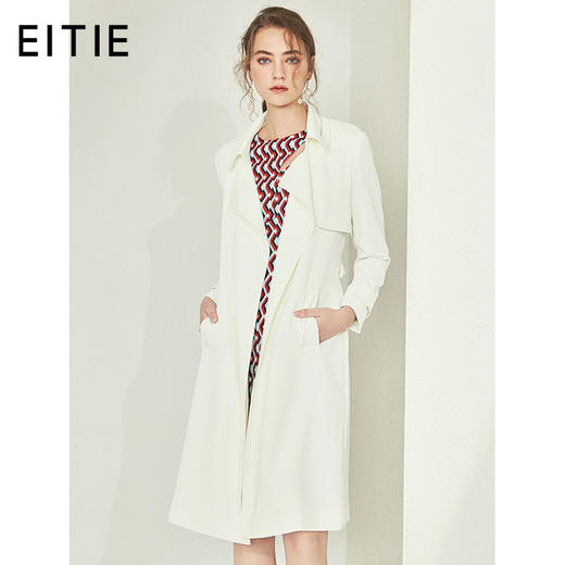 EITIE爱特爱女装初秋季新品简约斑驳领绑带风衣外套中长薄款6004702 商品图1