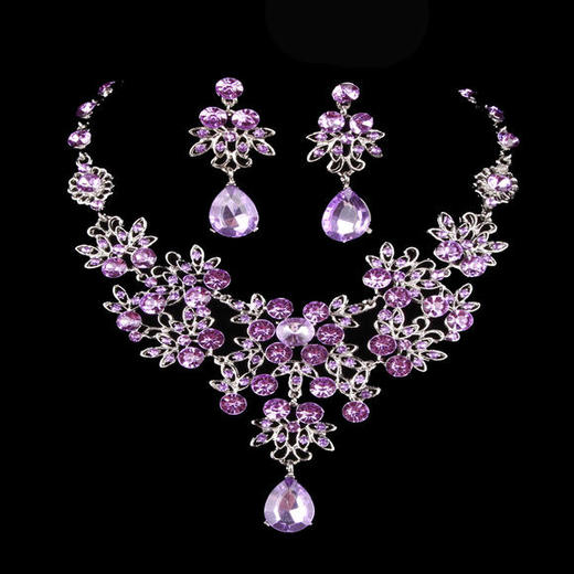 JHSP8628新款新娘蝴蝶大水滴项链耳环 商品图3