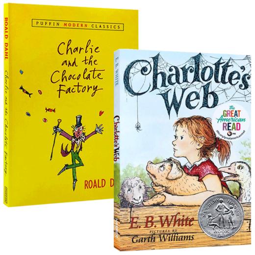 英文原版小说2本 夏洛特的网 Charlotte's Web+查理和巧克力工厂 Charlie and the Chocolate Factory 进口童书 商品图1