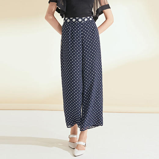 面料问题下架---EITIE爱特爱女装夏季新品波点宽松轻薄阔腿休闲裤长裤女5905626 商品图2