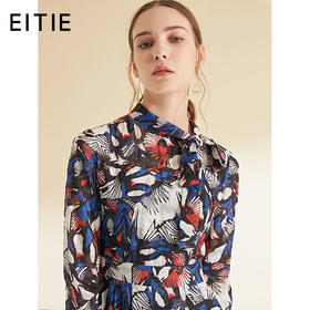 EITIE爱特爱女装初秋季新品七分袖气质高端小香风印花连衣裙6007702