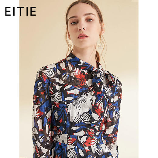 EITIE爱特爱女装初秋季新品七分袖气质高端小香风印花连衣裙6007702 商品图0