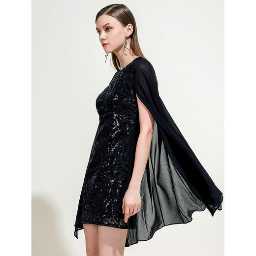 EITIE爱特爱女夏季重工钉珠亮片飘逸披肩礼服连衣裙5977616 商品图2