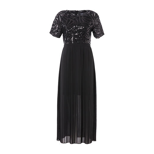 EITIE爱特爱女装夏季重工亮片黑色长款礼服连衣裙薄5977619 商品图4