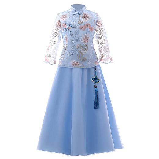 XWN-8850新款中国风超洋气小女孩蓬蓬纱公主裙子 商品图4