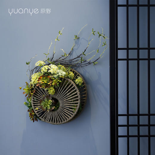 仿真花创意背景墙花环装饰挂壁挂花垂吊新中式禅意摆设件 - 原野花艺
