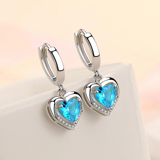 ML-EH324爱心镶钻韩版镀银耳环日韩风气质锆石白铜耳坠 商品图2