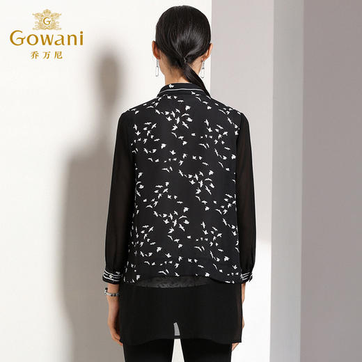 乔万尼初秋上衣设计感港风宽松直筒印花长袖衬衫EN3C350 商品图3