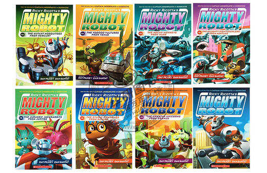 威猛机器人8册全套 英文原版绘本 Ricky Ricotta's Mighty Robot 全彩漫画幽默故事书 内裤超人作者 6-12岁学乐儿童英语桥梁章节书 商品图2