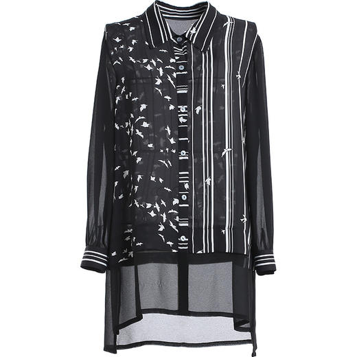 乔万尼初秋上衣设计感港风宽松直筒印花长袖衬衫EN3C350 商品图4