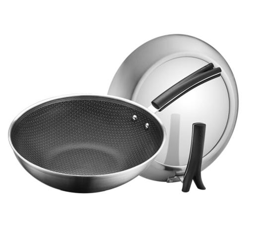 苏泊尔 SUPOR X晶盾CC30JA1 316不锈钢少油烟防粘炒锅30cm可立盖 商品图0