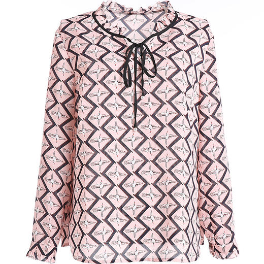 乔万尼秋季上衣春洋气小衫宽松直筒气质印花长袖衬衫EN3C379 商品图4