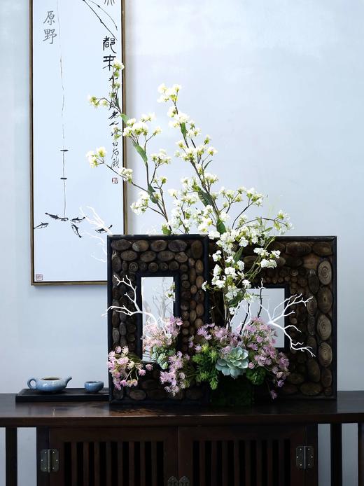 自然风艺术假花仿真花创意个性造型花艺新中式禅意茶几绢花摆设件