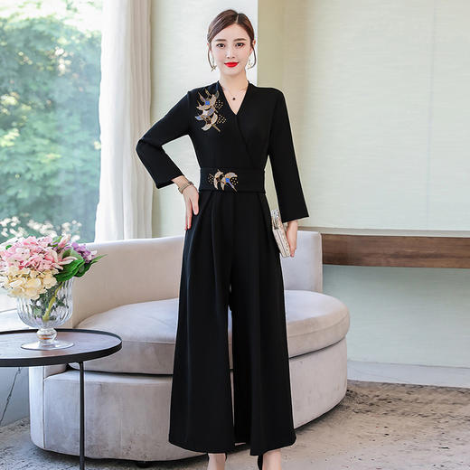 SSXP-B01-9309新款中式仙鹤刺绣名媛时尚气质洋气连体裤TZW 商品图2