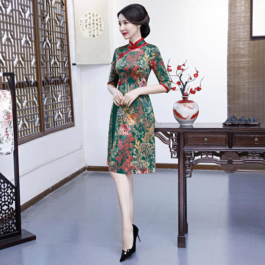 改良修身,丝绸奥黛旗袍gsj-9511
