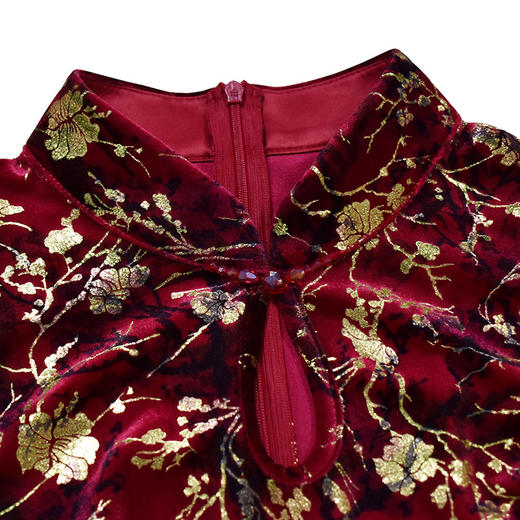 MY-69151新款中老年妈妈丝绒绣花改良旗袍大摆裙 商品图3