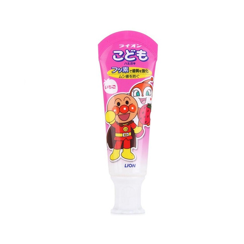LION/狮王 防蛀牙龋齿可吞咽面包超人儿童牙膏 草莓味 40克开票JPY带授权招加盟代理