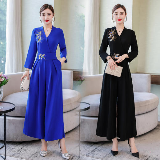 SSXP-B01-9309新款中式仙鹤刺绣名媛时尚气质洋气连体裤TZW 商品图0