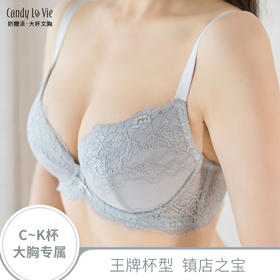 奶糖派告白2 小清新大罩杯经典搭配粉色蕾丝文胸迷雾灰