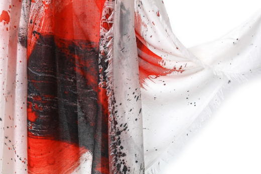 sandriver 法国艺术家Francesca作品《动静之恒》艺术羊绒披肩围巾 四季皆宜 夏季空调房用 SJF91P526B 商品图3