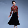 MY-69151新款中老年妈妈丝绒绣花改良旗袍大摆裙 商品缩略图0