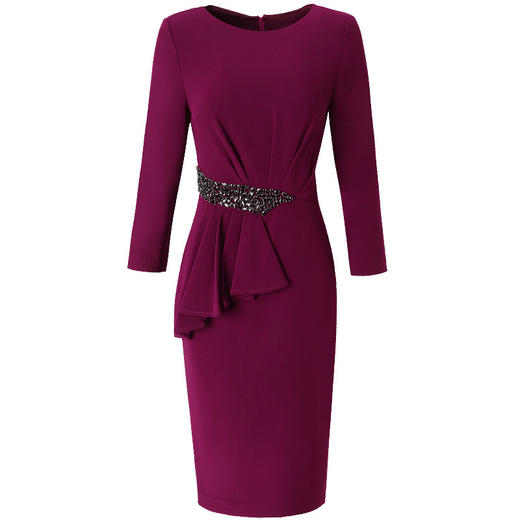 FMY-18775新款七分袖心机褶皱钉珠包臀裙 商品图3