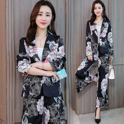 XP-9901-1CSYL西装领长袖阔腿裤两件套 商品图1