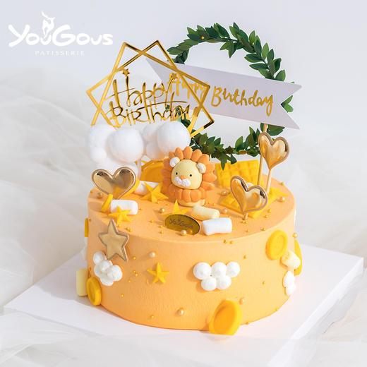 狮子座小狮子主题造型奶油蛋糕