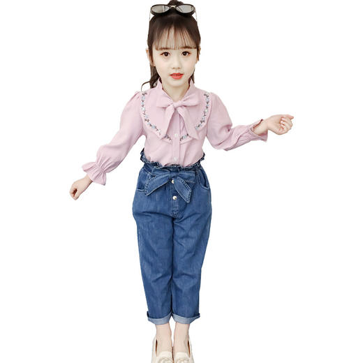 YX-TZ559新款韩版中大女童牛仔裤洋气两件套TZW 商品图4