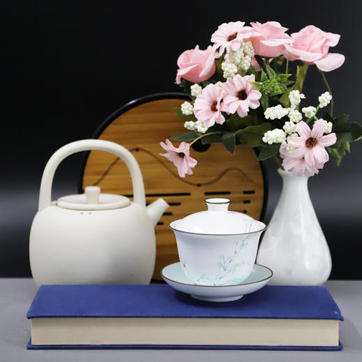 影青定窑手绘盖碗竹子G-2 商品图2